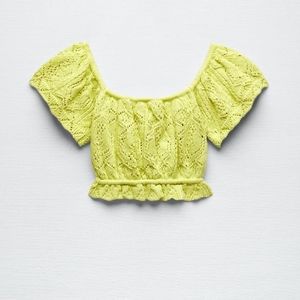 ZARA POINTELLE KNIT TOP YELLOW